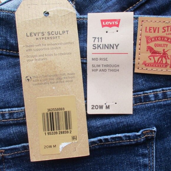 New LEVI'S JEANS Size 20W 711 Mid-Rise Skinny Denim - Picture 9 of 10